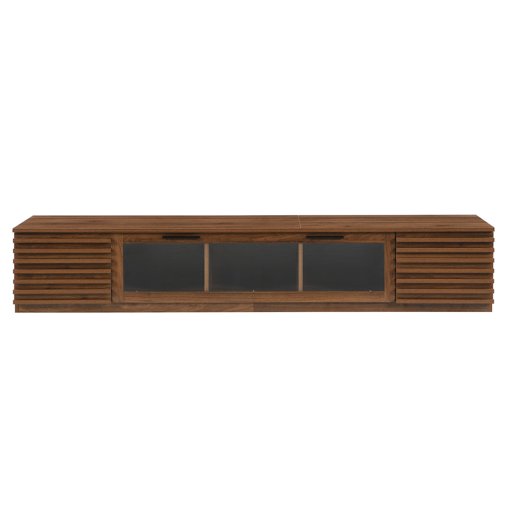 79" Checkered Natural Wood TV Stand for TVs up to 85"