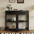 PlushPad Fluted Half Moon Console Table with Drawer & Shelves