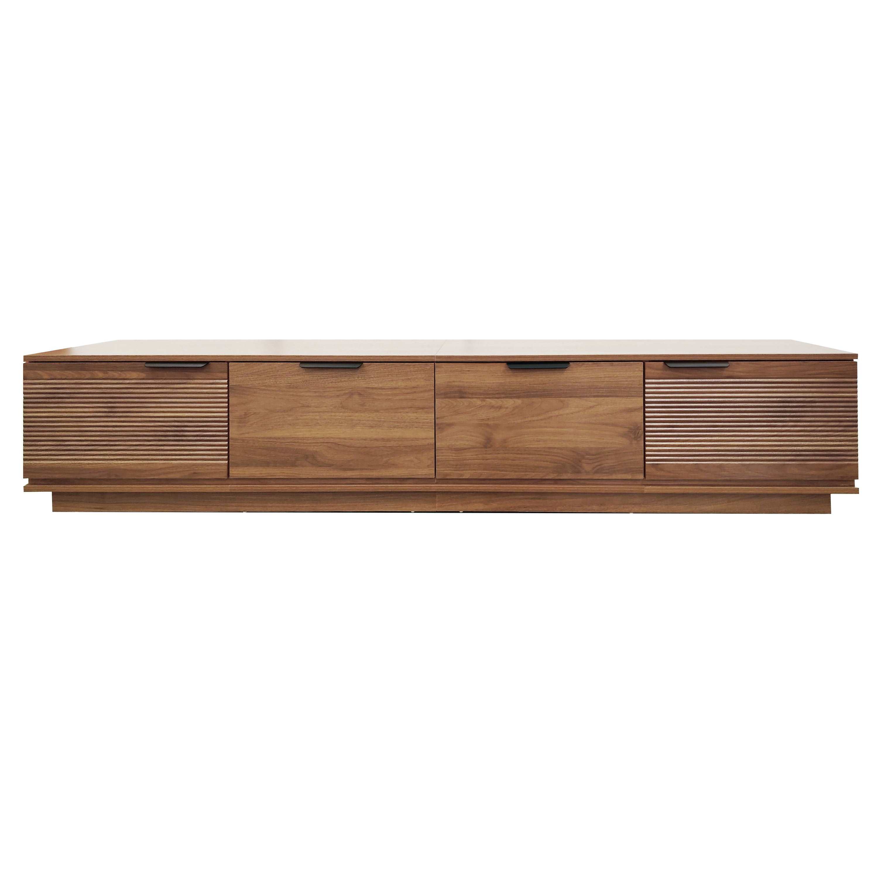 79" Modern Fluted Walnut TV Stand for TVs up to 85"
