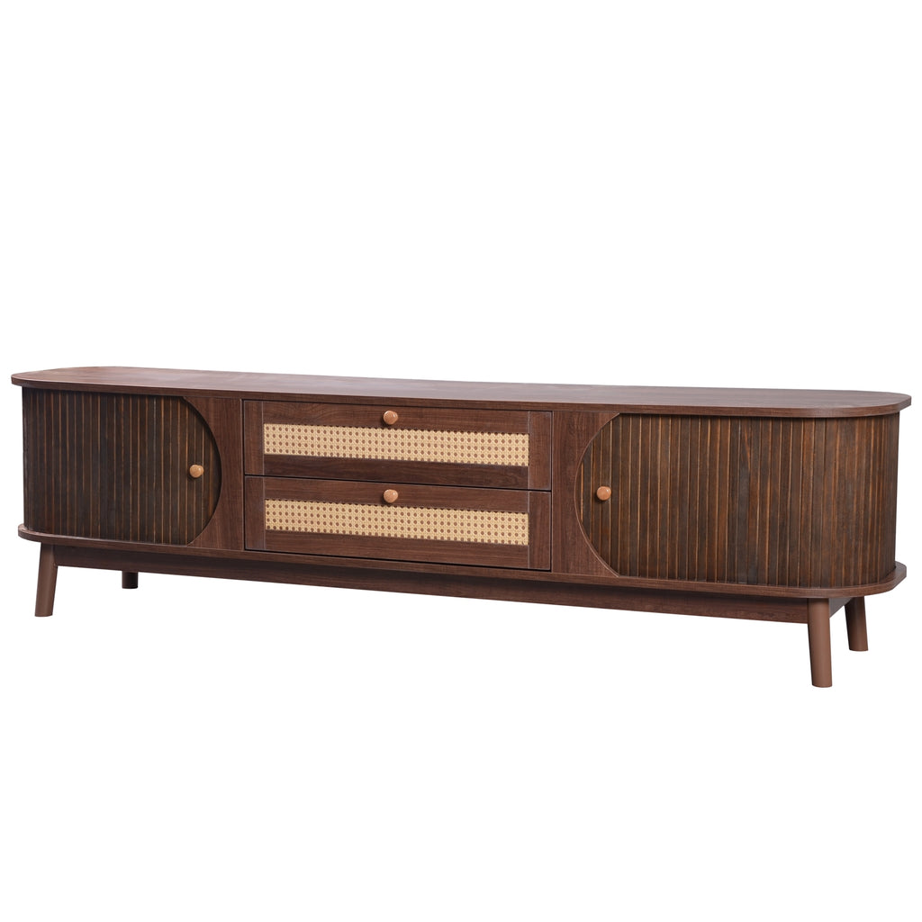 67" Modern Farmhouse Rattan TV Stand for TVs up to 75"