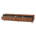 79" Modern Walnut TV Stand for TVs up to 85" with Fluted Glass Drawers