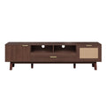 67" Modern Rattan TV Stand for TVs up to 75" with Soft-Close Doors