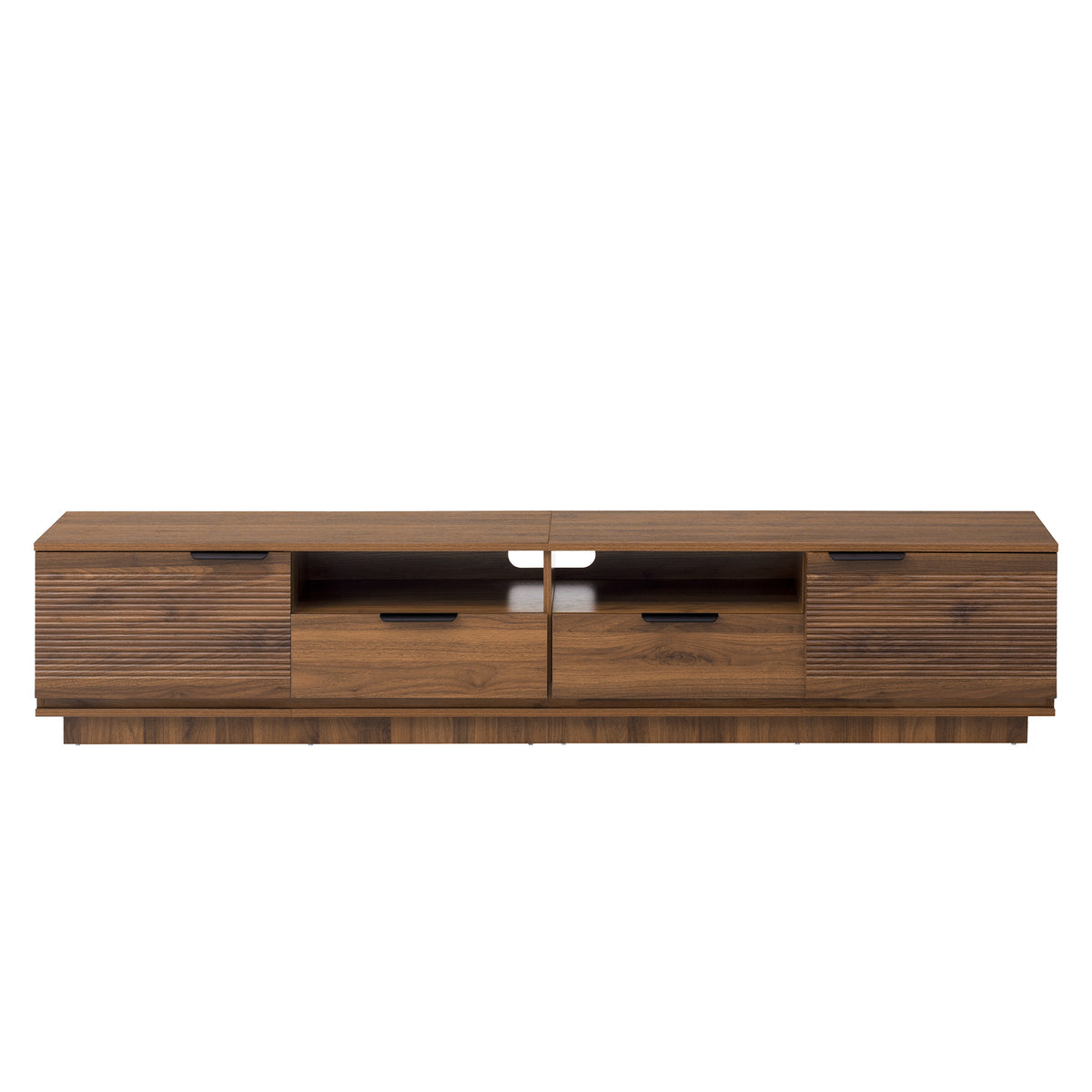 79" Modern Walnut TV Stand for TVs up to 85" with Deep Drawers