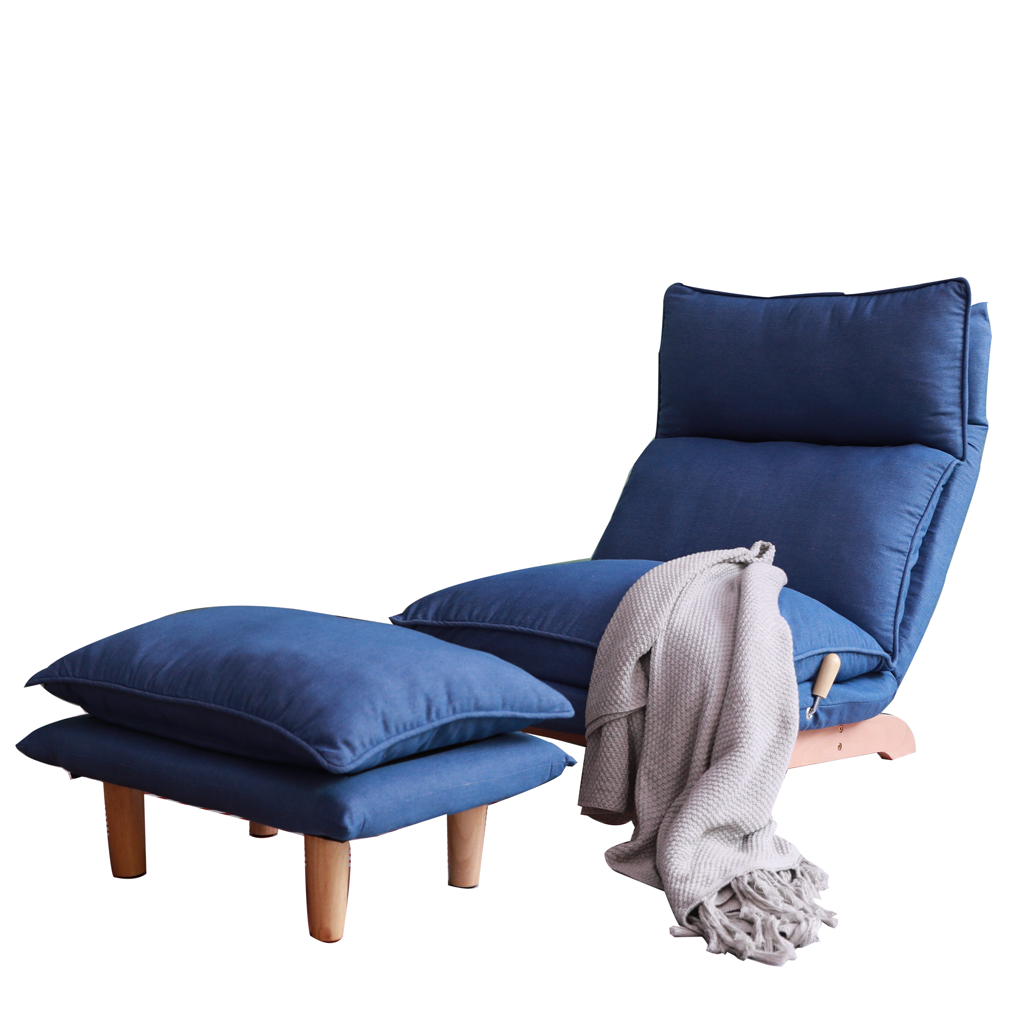 Modern Dark Blue Foldable Reclining Floor Chair & Lazy Sofa