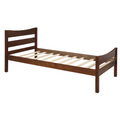 Twin Size Wood Platform Bed with Headboard, Solid Wood Frame, Walnut