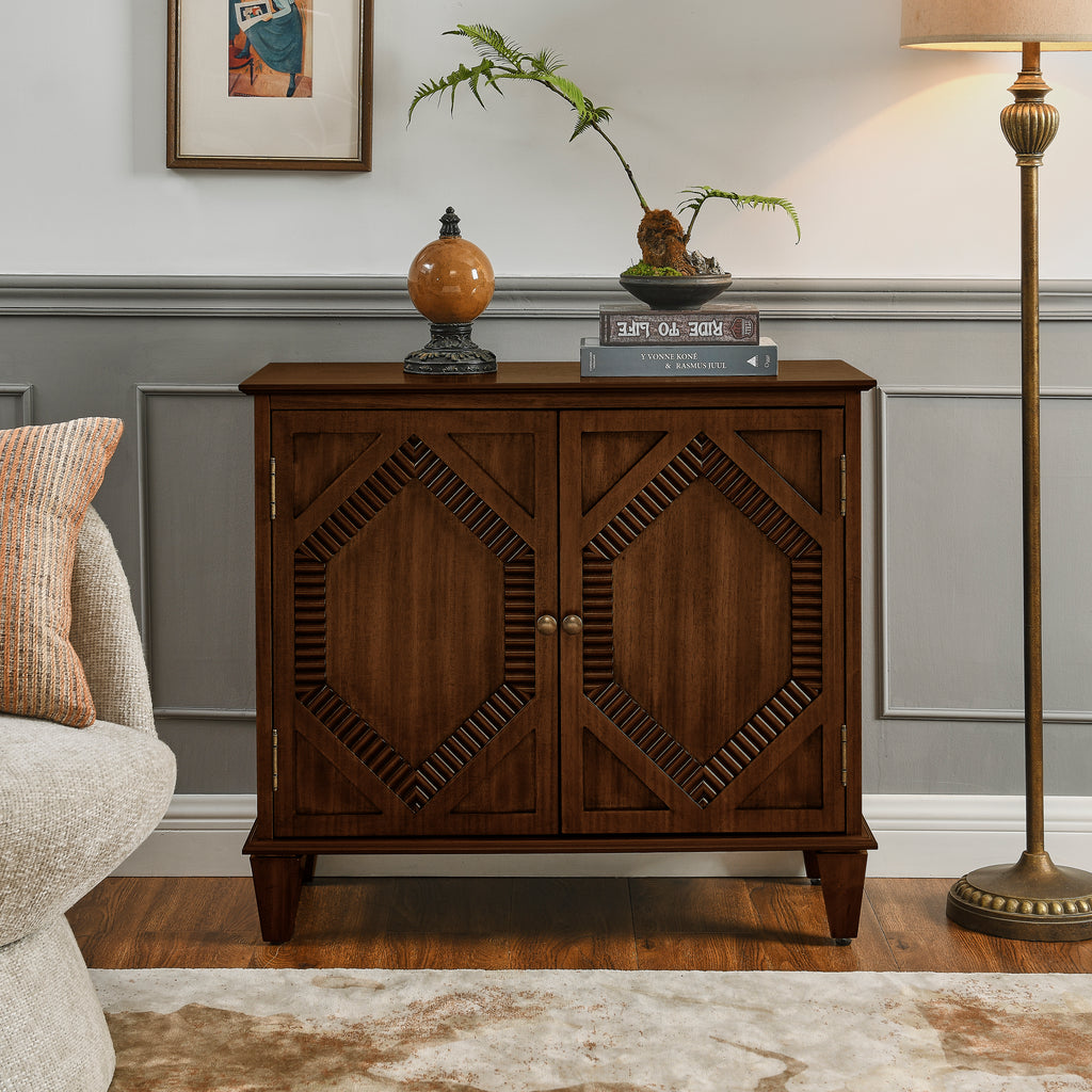 34" Mid-Century Modern Walnut Sideboard Buffet Cabinet