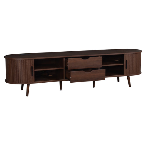 70" Mid-Century Modern TV Stand for TVs up to 80" with Tambour Doors & Power Outlet