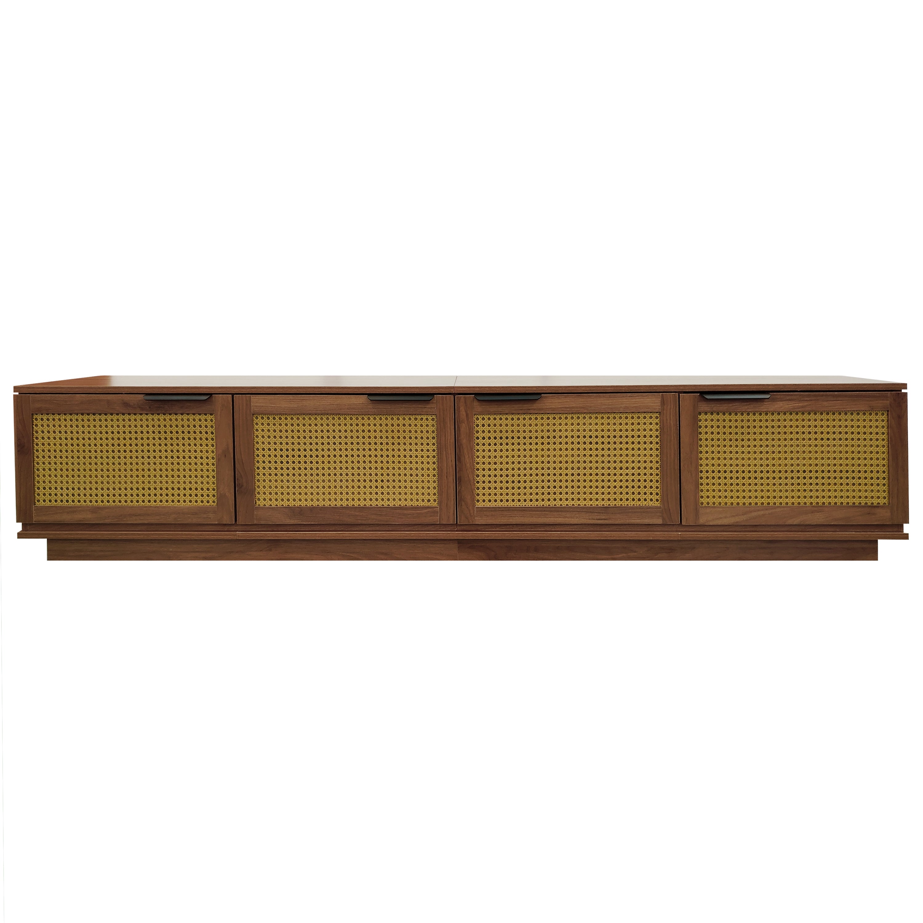 79" Modern Walnut Rattan TV Stand for TVs up to 85"