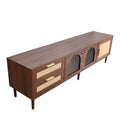 87" Modern Rattan TV Stand with LED Lights for TVs up to 90"