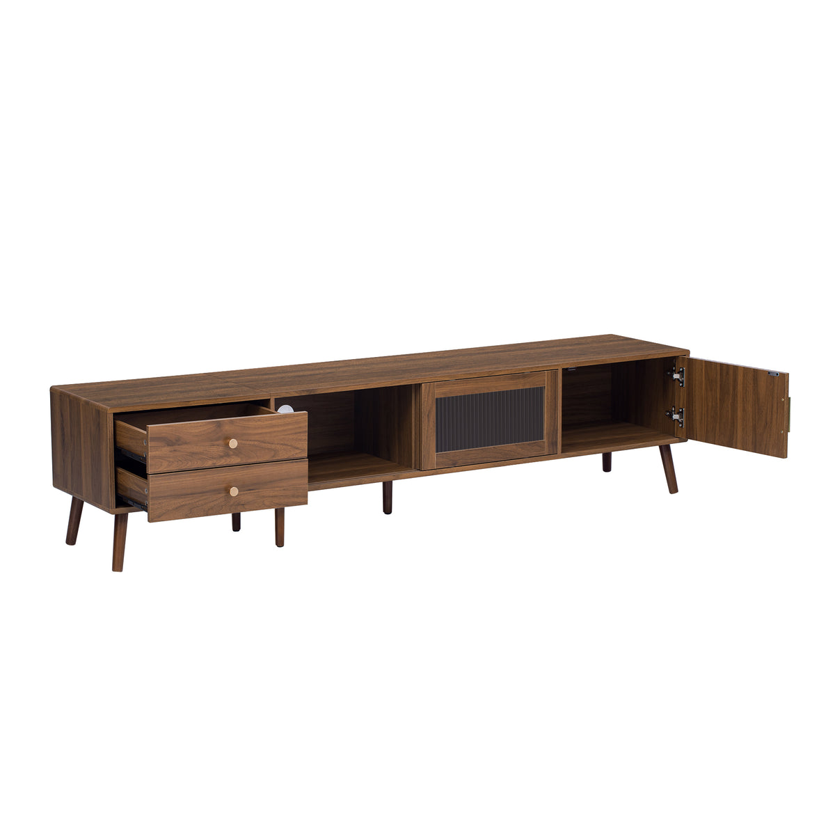 76" Modern Fluted Glass TV Stand for TVs up to 85"