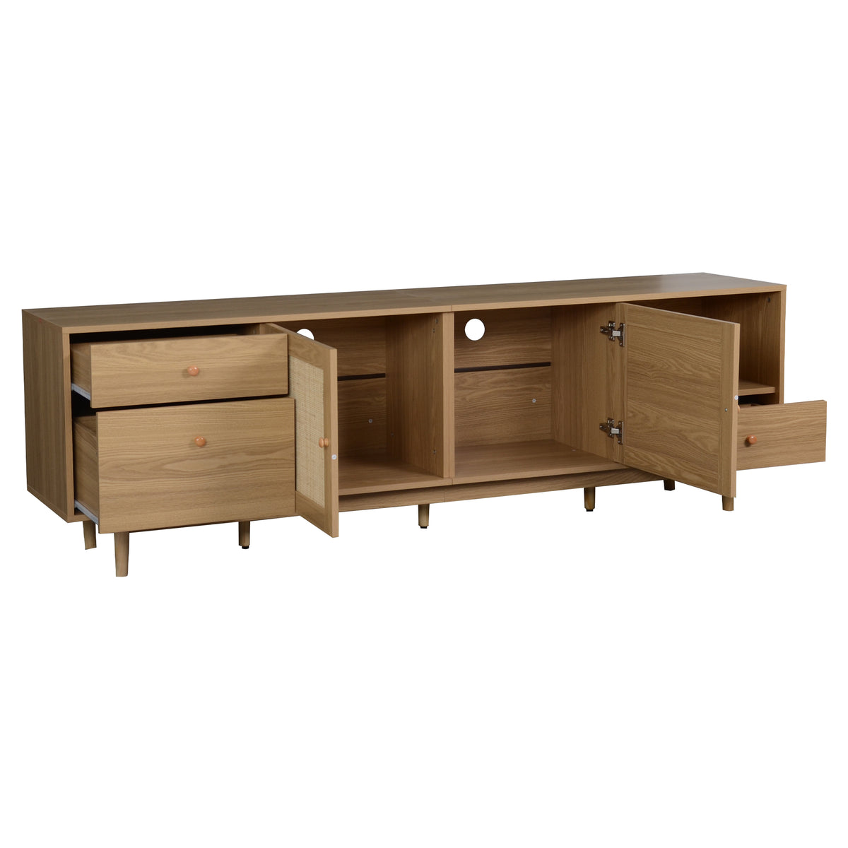 76.6" Boho Natural Rattan TV Stand for TVs up to 85"