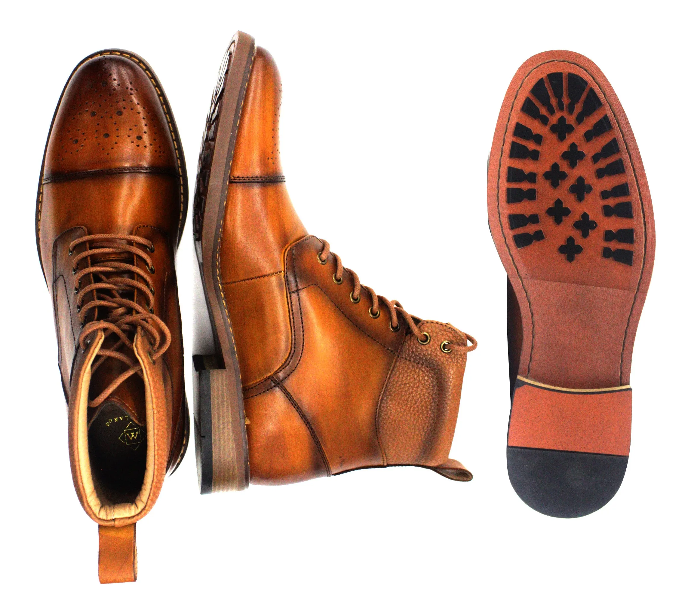 LA MILANO,CAP TOE-LACE UP-SHOES-B51914-COGNAC